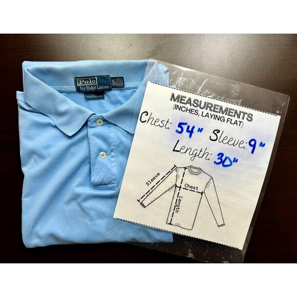 Vintage Polo by Ralph Lauren Polo Shirt Made in Hong Kong Lt Blue Y2K Preppy 2X - Picture 5 of 5